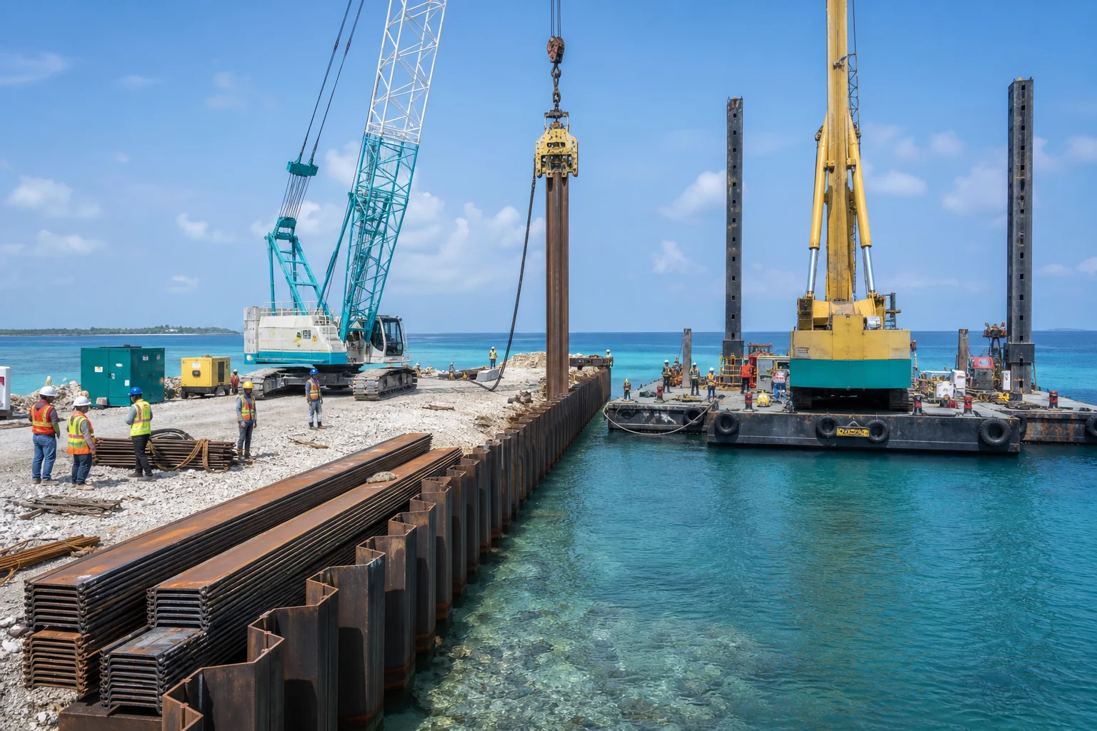 Marine sheet pile infrastructure project in the Maldives